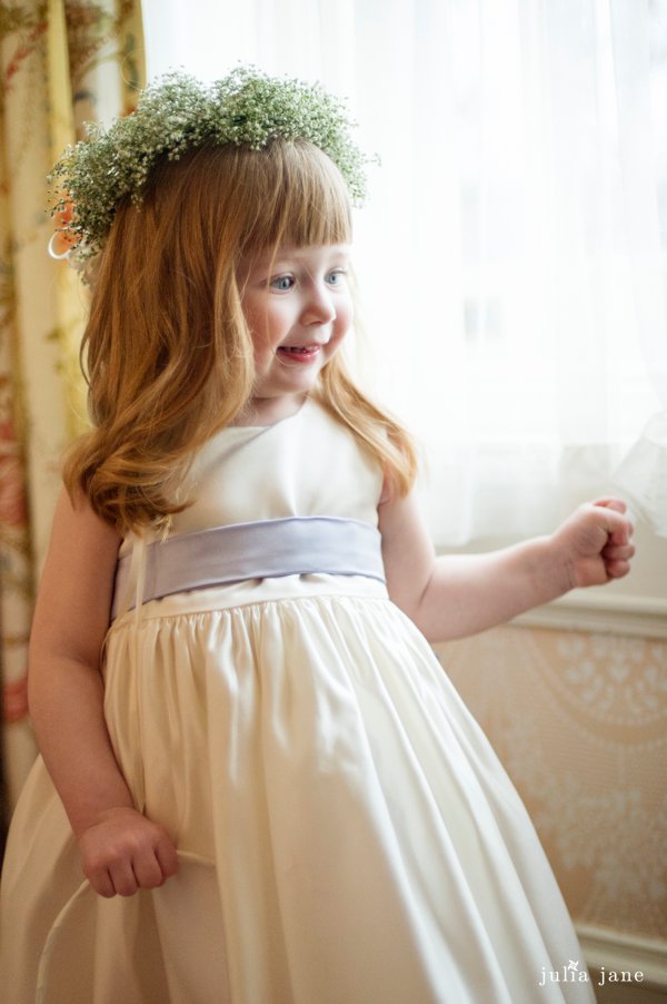 flower girl with baby breath crown