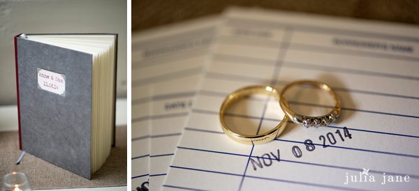 library themed wedding details 
