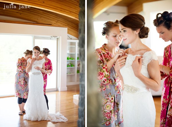 bride getting ready at saltwater farm 