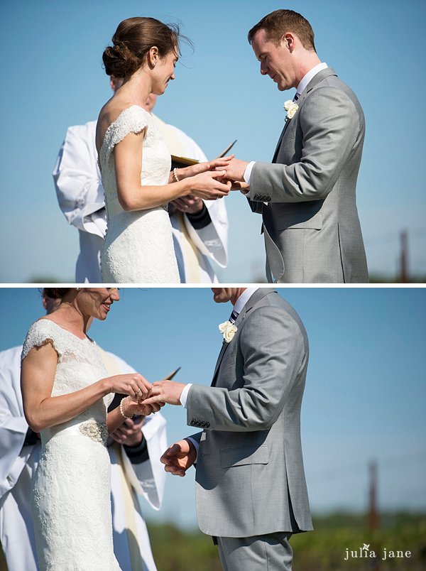 outdoor wedding ceremony at saltwater farm vineyard 